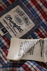 Eticheta marime si compozitie (rotita dreapta) - Cămașă - Wrangler in carouri albastre si rosii din bumbac – XL – Bărbați