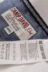 Eticheta marime si compozitie (rotita dreapta) - Tricou - Camp David alb din bumbac cu detalii contrastante – 3XL – Bărbați