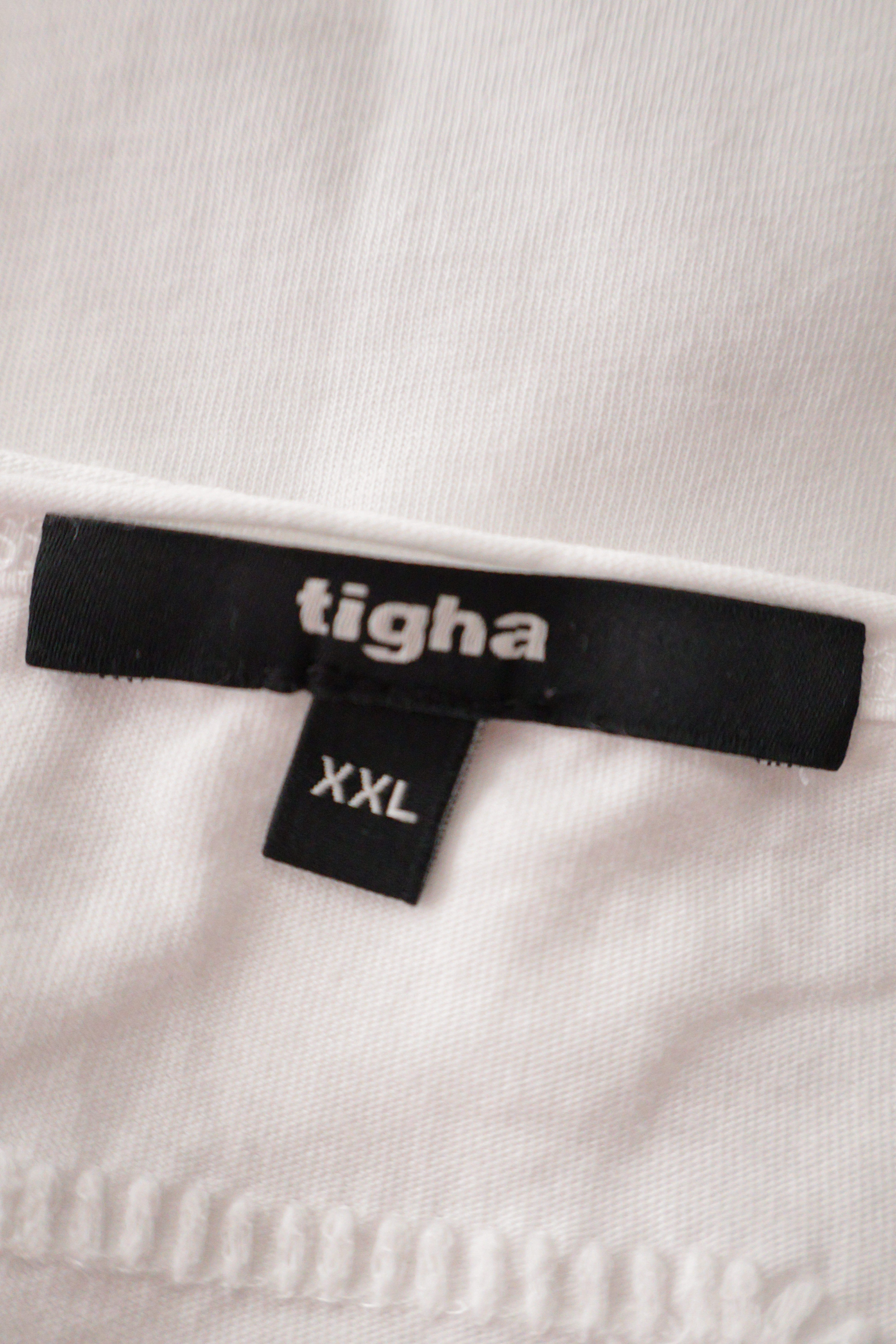 Eticheta marime si compozitie (rotita dreapta) - Tricou - Tigha alb cu croială lejeră – XXL – Bărbați