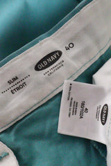 Eticheta marime si compozitie (rotita dreapta) - Pantaloni scurți - Old Navy albaștri deschiși din bumbac cu croială simplă – XXL – Bărbați