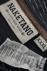 Tricou Naketano gri închis cu dungi albe mărime 3XL etichetă mărime și compoziție second-hand premium