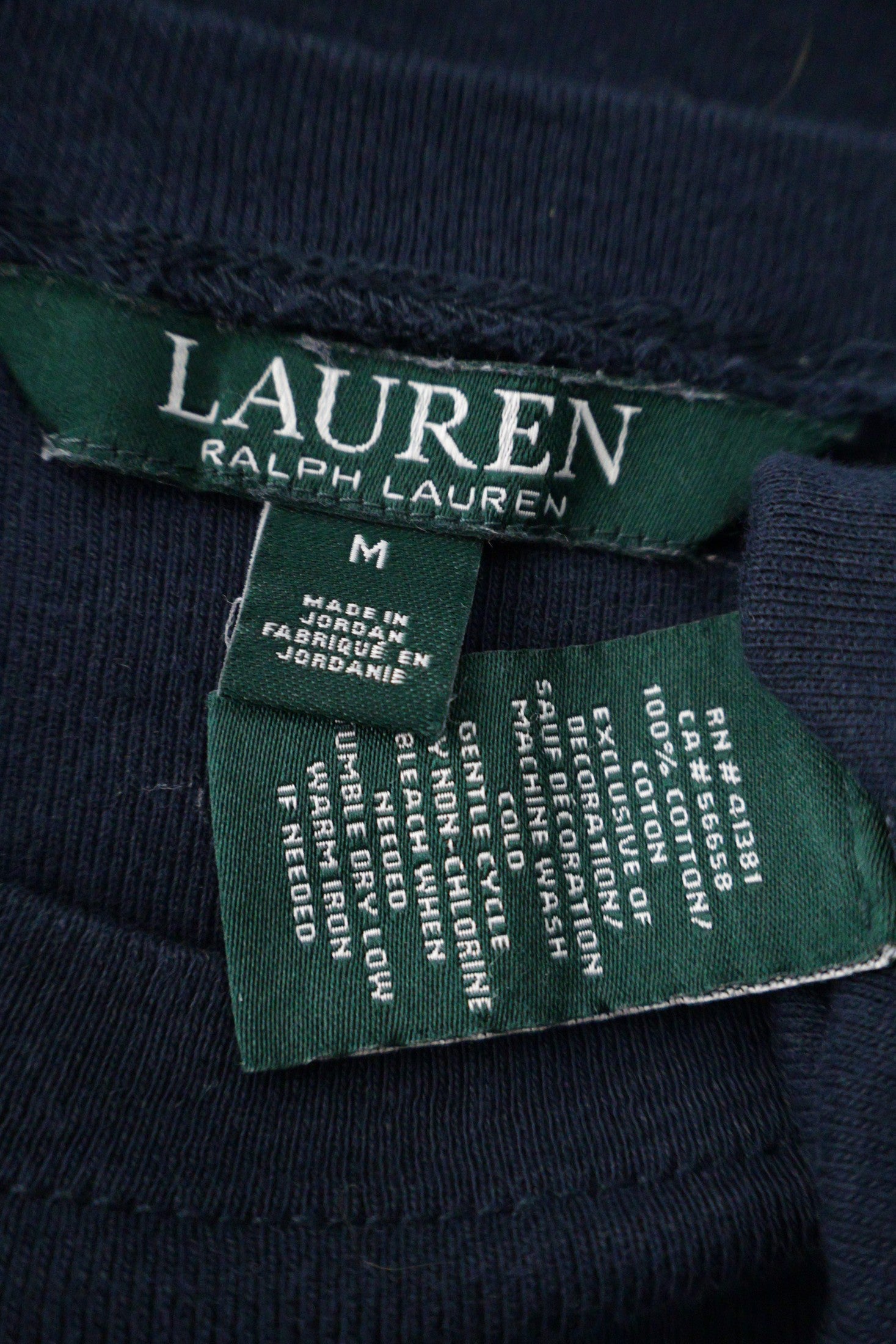 Tricou Lauren Ralph Lauren bleumarin mărime M etichetă mărime și compoziție second-hand premium