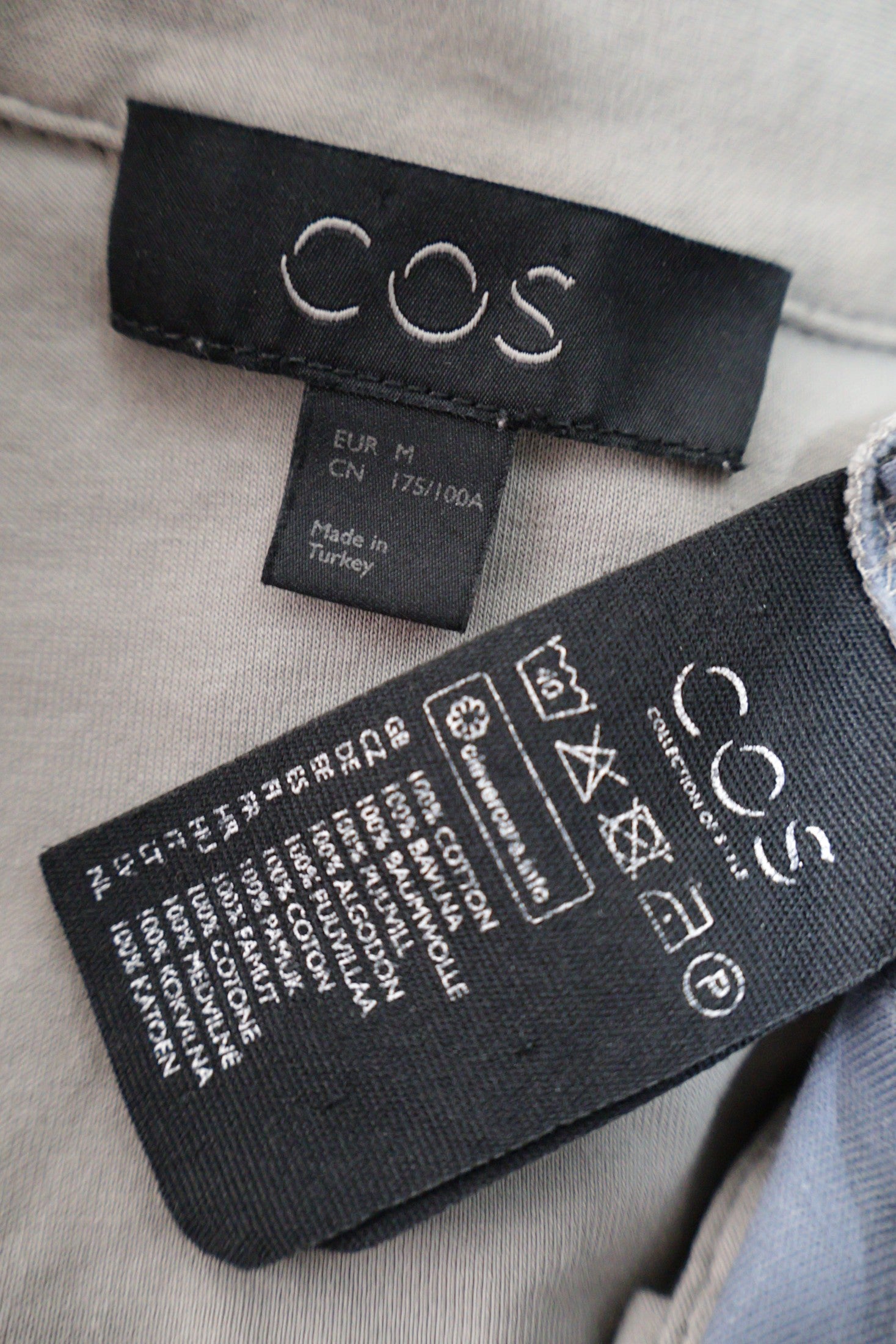 Camasa COS gri deschis și albastru mărime M etichetă mărime și compoziție second-hand premium