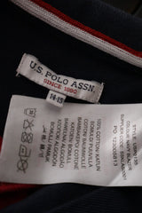 Tricou U.S. Polo Assn bleumarin cu detalii roșii și albe mărime XS etichetă mărime și compoziție second-hand premium