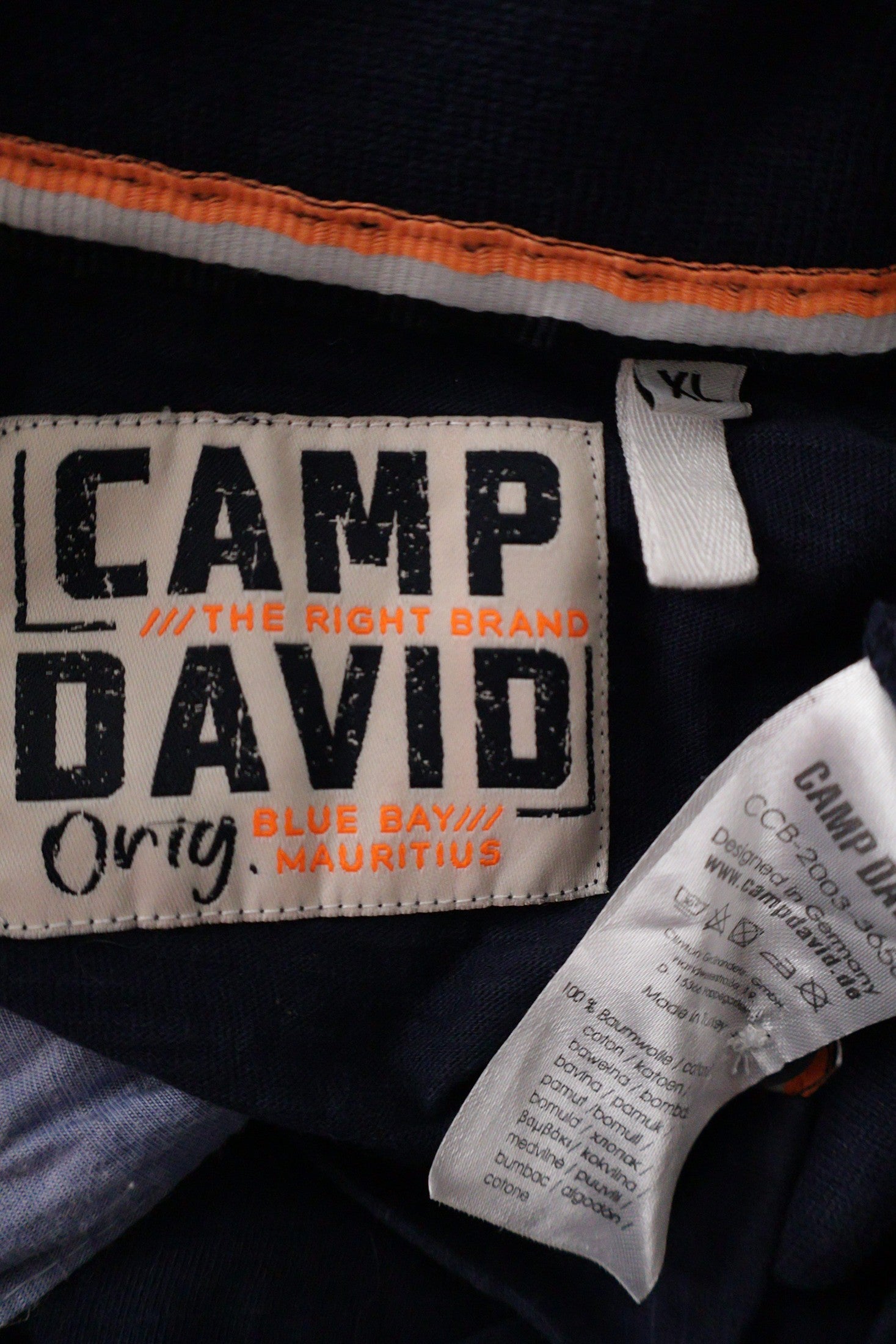 Tricou Camp David bleumarin mărime XL etichetă mărime și compoziție second-hand premium