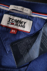 Tricou TOMMY JEANS albastru mărime XL etichetă mărime și compoziție second-hand premium