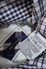 Camasa Marc O'Polo alb cu carouri bleumarin si bordo mărime L etichetă mărime și compoziție second-hand premium