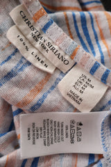 Bluza Christian Siriano alb cu dungi albastre și portocalii mărime M etichetă mărime și compoziție second-hand premium