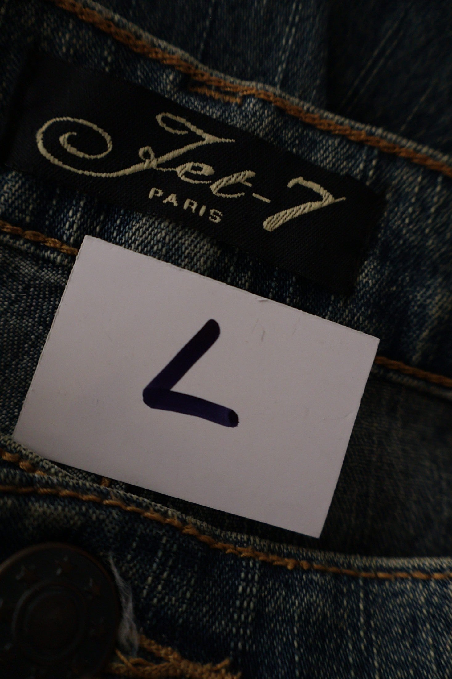 Blugi scurti Jet-7 albastru denim mărime W30 etichetă mărime și compoziție second-hand premium