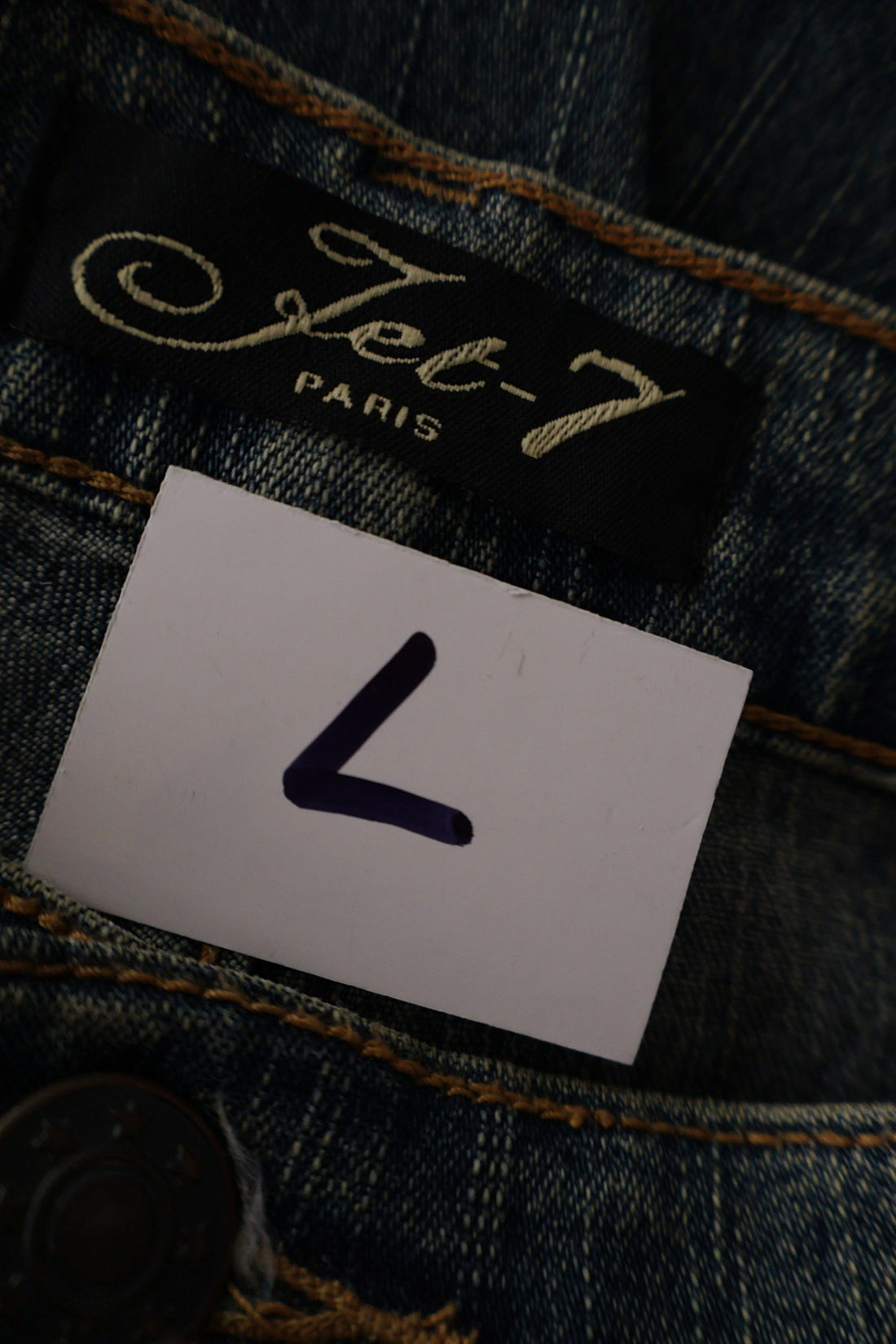 Blugi scurti Jet-7 albastru denim mărime W30 etichetă mărime și compoziție second-hand premium