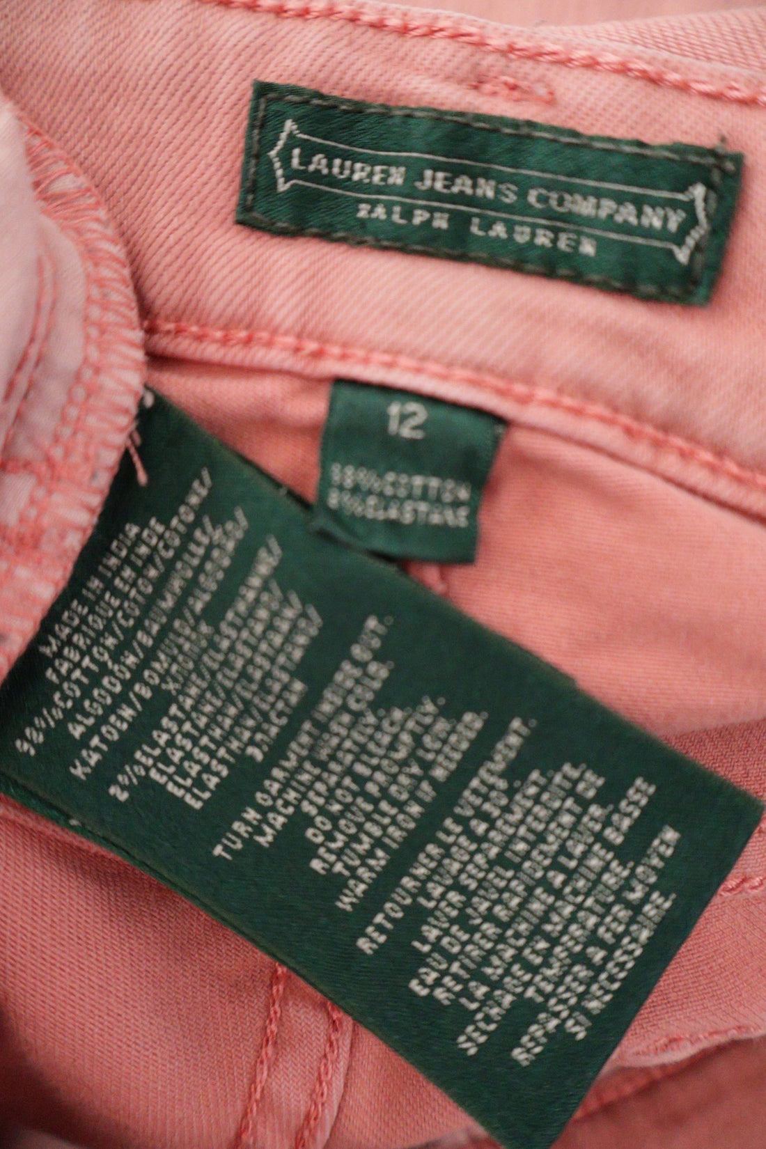 Blugi Ralph Lauren roz mărime W32 etichetă mărime și compoziție second-hand premium