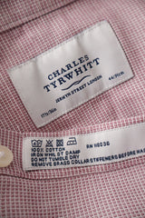 Camasa Charles Tyrwhitt roz pal cu model micro-geometric mărime XL etichetă mărime și compoziție second-hand premium