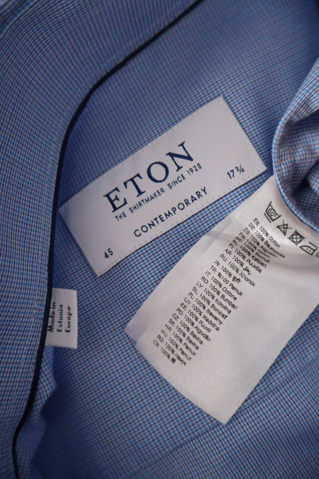 Camasa Eton albastru deschis mărime XXL etichetă mărime și compoziție second-hand premium
