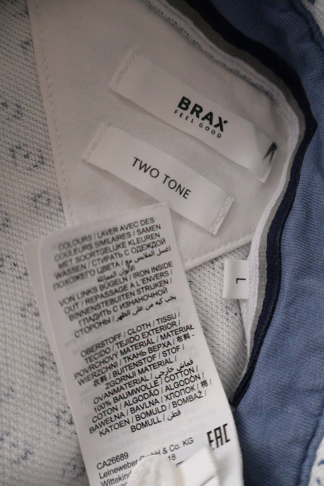 Tricou BRAX alb mărime L etichetă mărime și compoziție second-hand premium