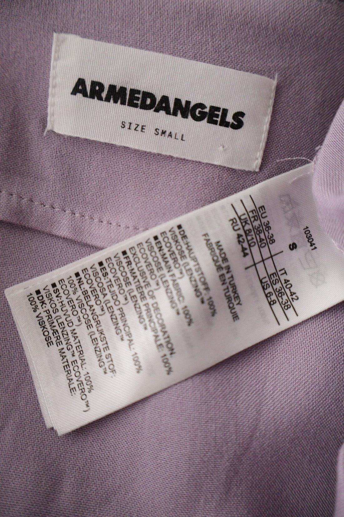Rochie ARMEDANGELS lila deschis mărime S etichetă mărime și compoziție second-hand premium