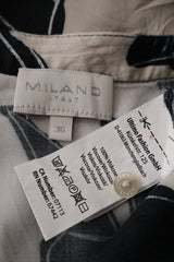 Camasa MILANO alb, negru mărime S etichetă mărime și compoziție second-hand premium