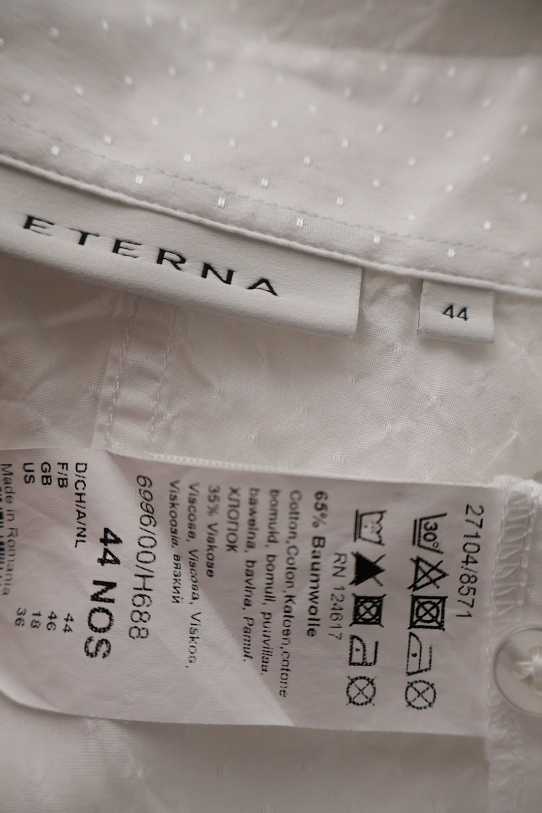 Camasa Eterna alb mărime XL etichetă mărime și compoziție second-hand premium