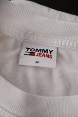 Tricou Tommy Jeans alb mărime M etichetă mărime și compoziție second-hand premium