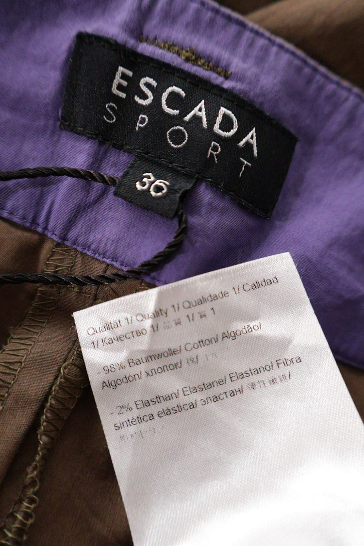 Pantaloni ESCADA SPORT maro mărime S etichetă mărime și compoziție second-hand premium