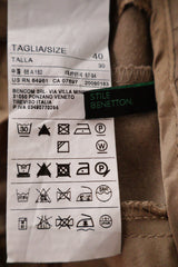 Pantaloni Benetton maro taupe mărime L etichetă mărime și compoziție second-hand premium