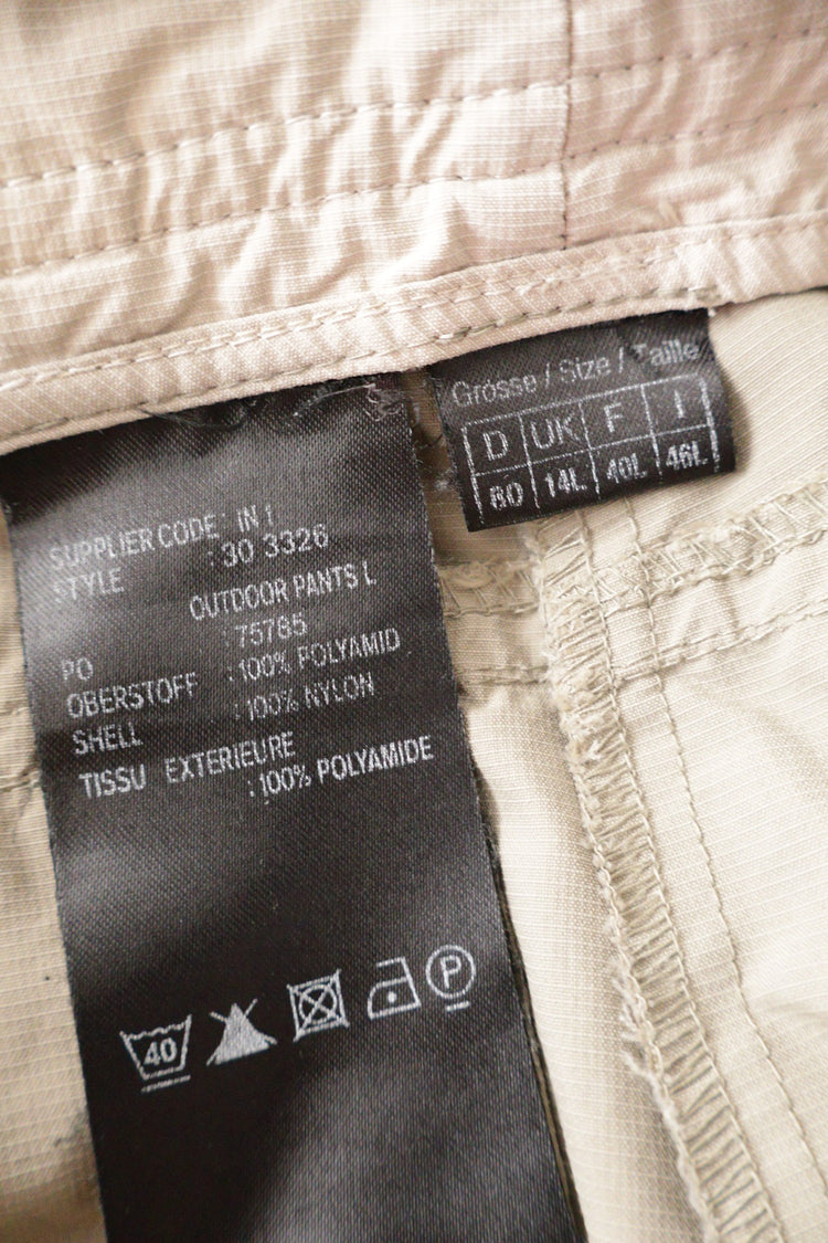 Pantaloni Schöffel bej mărime L etichetă mărime și compoziție second-hand premium