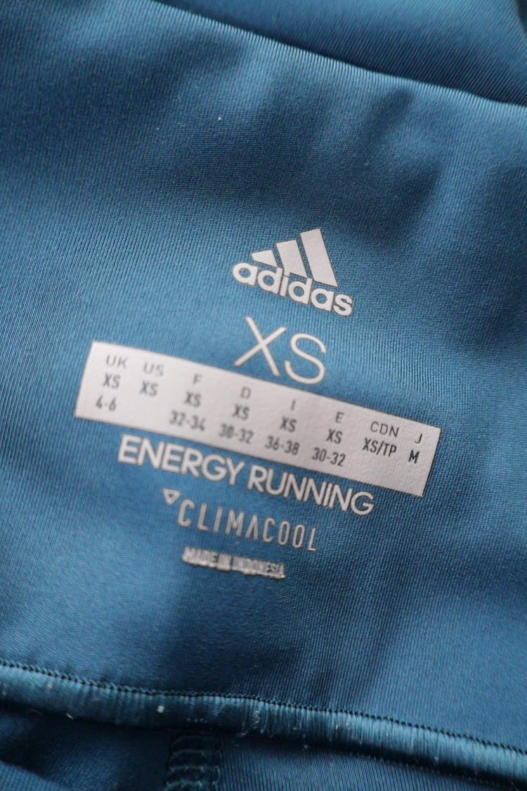 Colanti 2/3 adidas albastru mărime XS etichetă mărime și compoziție second-hand premium