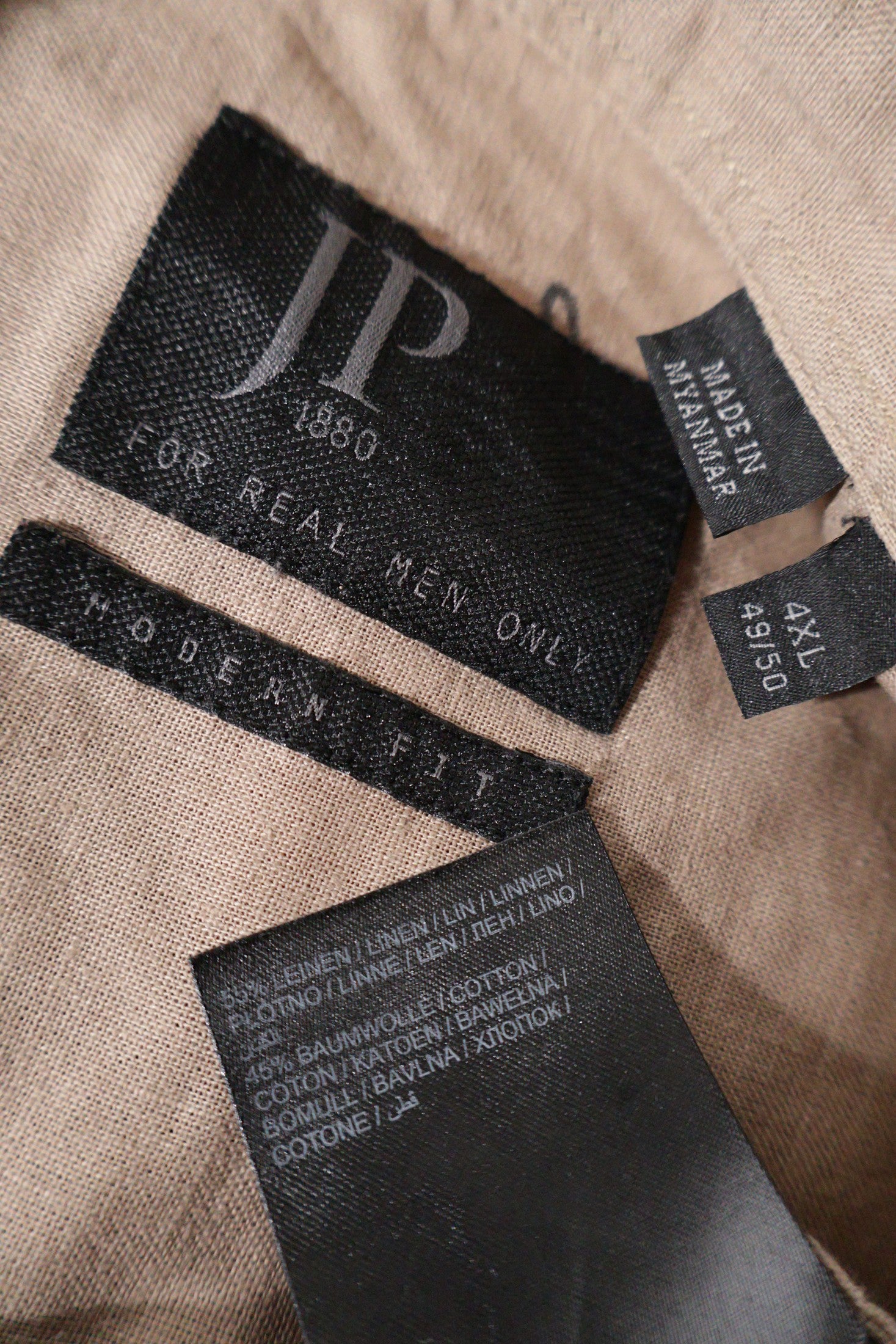 Camasa JP 1880 bej mărime 4XL+ etichetă mărime și compoziție second-hand premium
