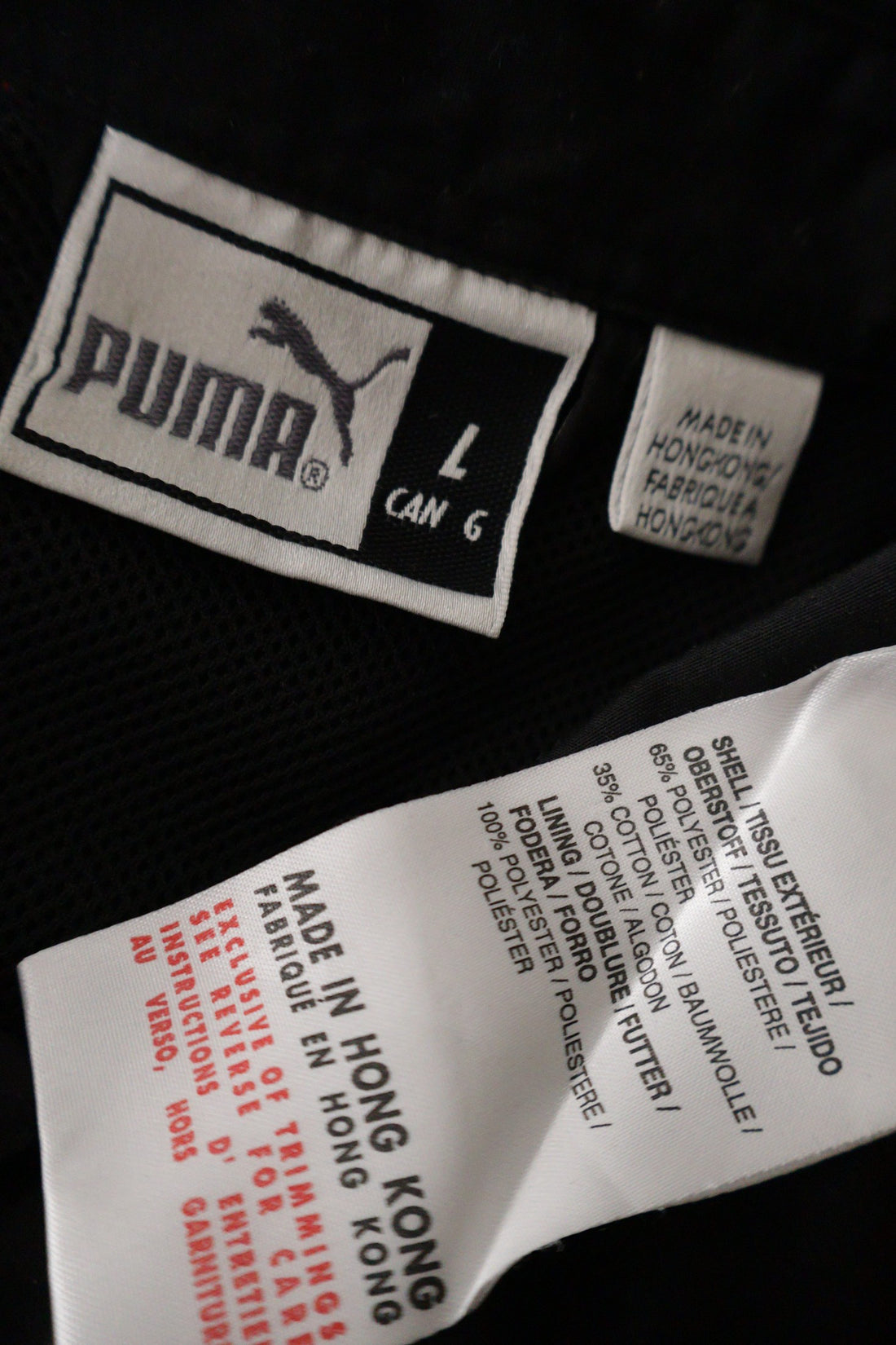 Camasa PUMA negru mărime L etichetă mărime și compoziție second-hand premium