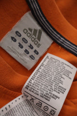 Tricou Adidas portocaliu mărime L etichetă mărime și compoziție second-hand premium