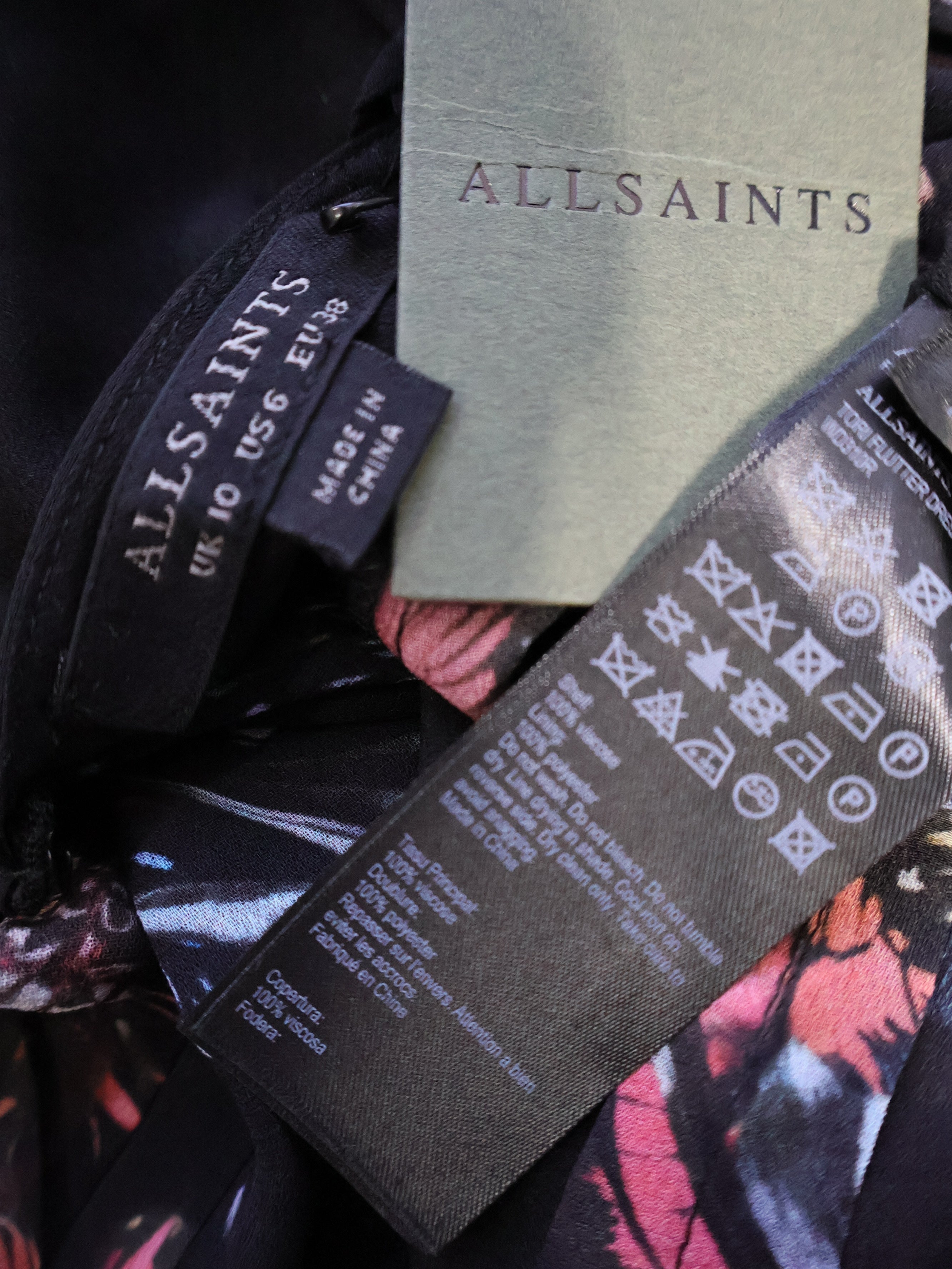 Etichetă compoziție și mărime - Rochie ALLSAINTS