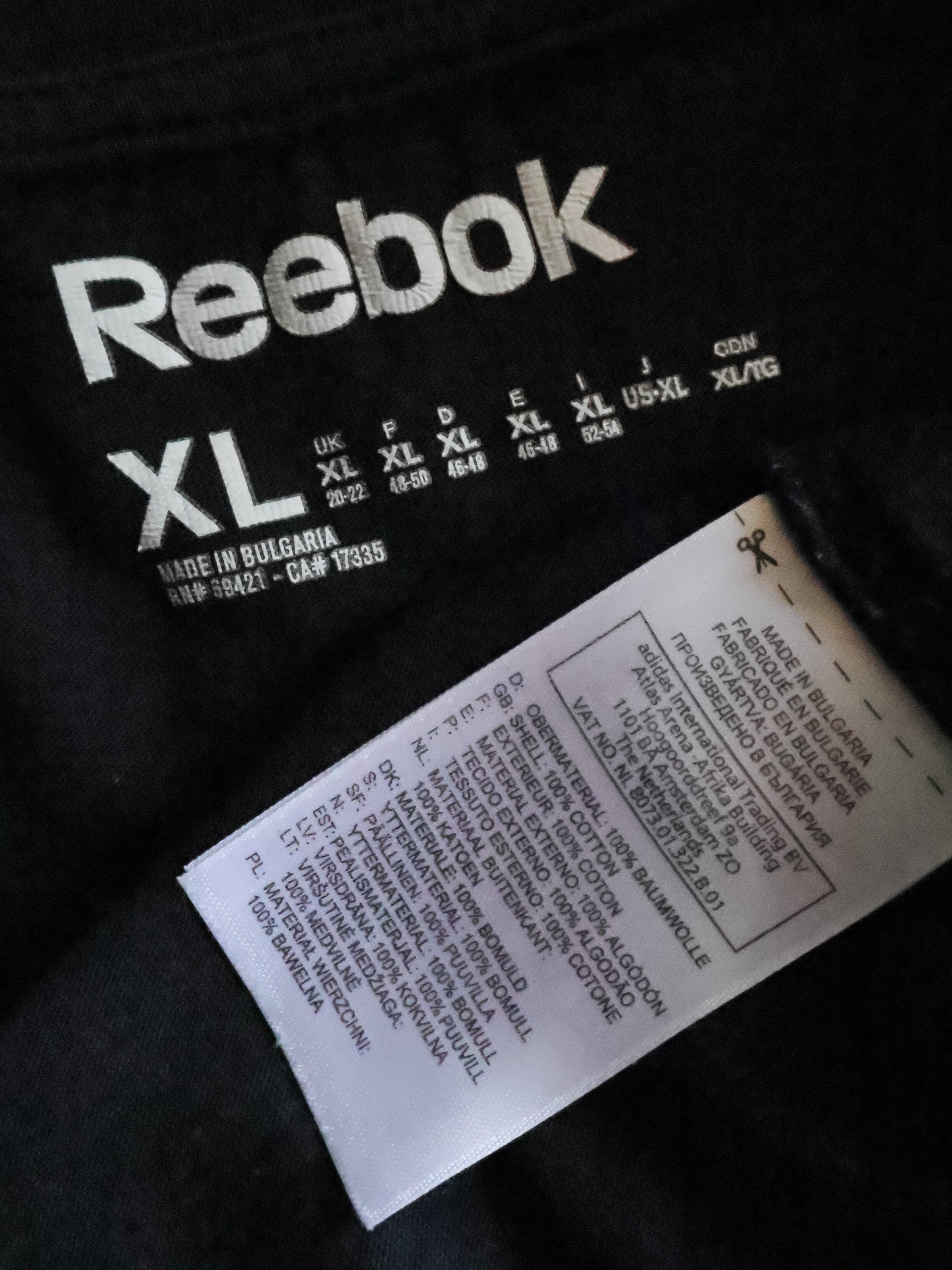 Eticheta marime si compozitie - Tricou Reebok - XL - Femei