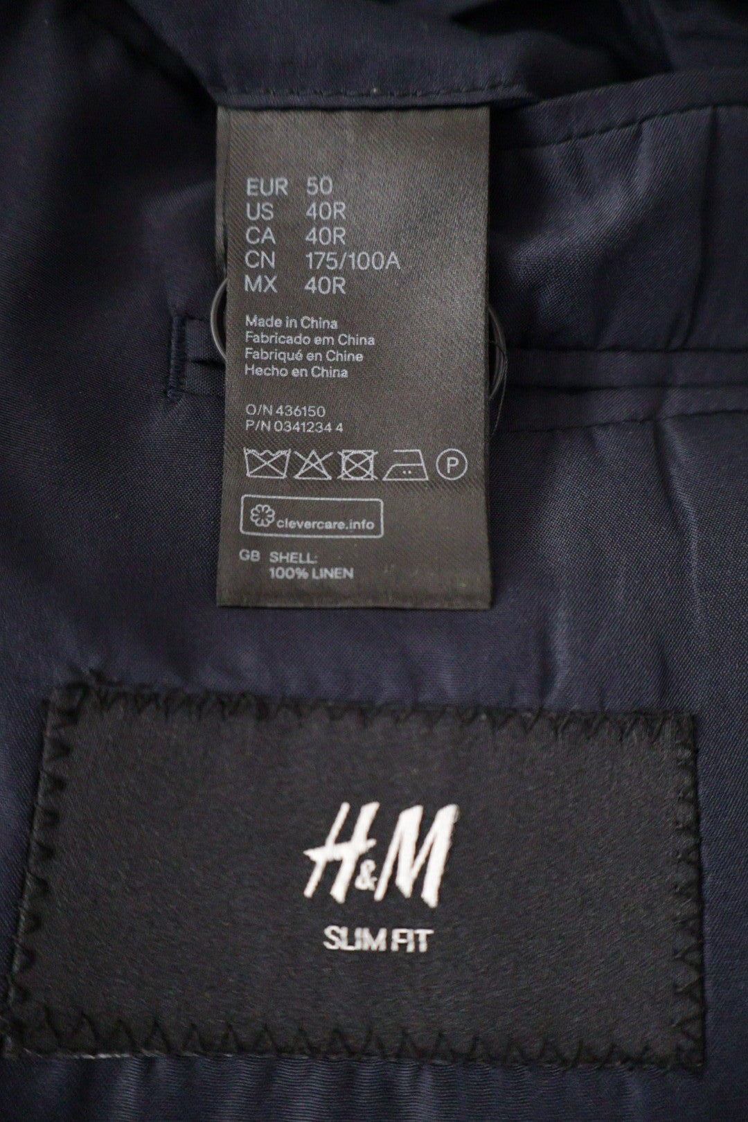 Sacou H&M albastru mărime L etichetă mărime și compoziție second-hand premium