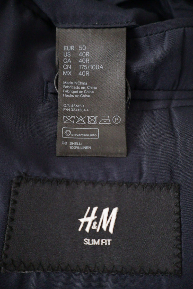 Sacou H&M albastru mărime L etichetă mărime și compoziție second-hand premium