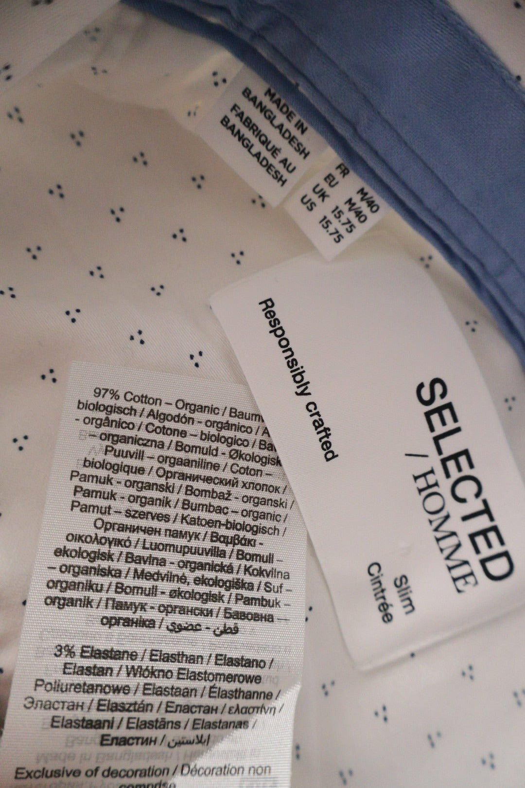 Camasa SELECTED HOMME alb mărime M etichetă mărime și compoziție second-hand premium