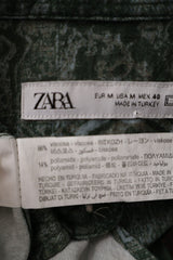 Camasa ZARA verde cu imprimeu geometric gri mărime M etichetă mărime și compoziție second-hand premium