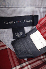 Camasa Tommy Hilfiger roșu cu alb mărime XL etichetă mărime și compoziție second-hand premium