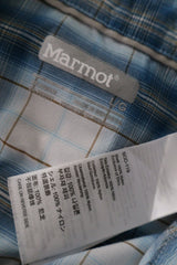 Camasa Marmot alb cu albastru mărime L etichetă mărime și compoziție second-hand premium