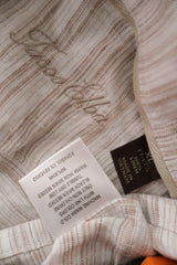 Camasa Vintage bej deschis cu dungi fine roz-maronii mărime XL etichetă mărime și compoziție second-hand premium