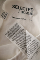Tricou SELECTED HOMME alb mărime M etichetă mărime și compoziție second-hand premium