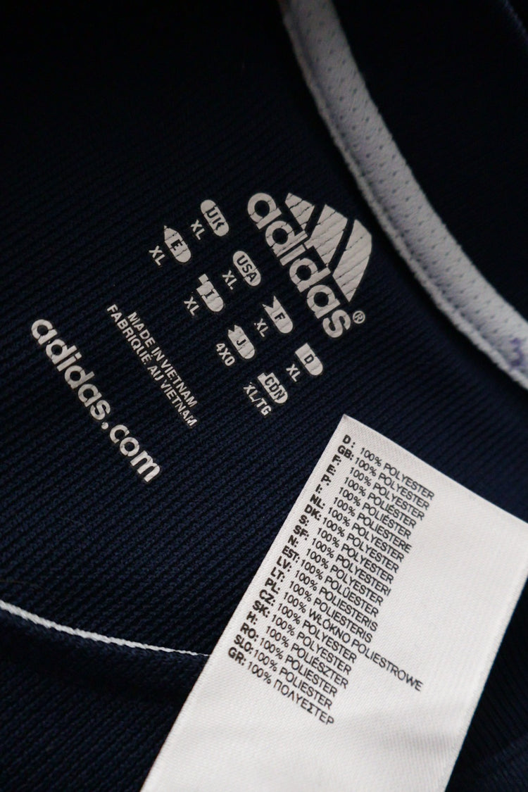 Tricou Adidas bleumarin mărime XL etichetă mărime și compoziție second-hand premium