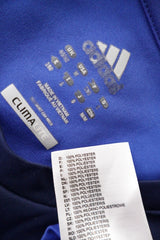 Tricou adidas albastru cu bleumarin si alb mărime L etichetă mărime și compoziție second-hand premium