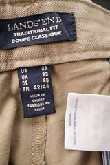 Pantaloni Lands' End bej mărime M etichetă mărime și compoziție second-hand premium