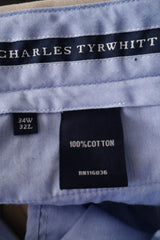 Pantaloni Charles Tyrwhitt bej deschis mărime M etichetă mărime și compoziție second-hand premium