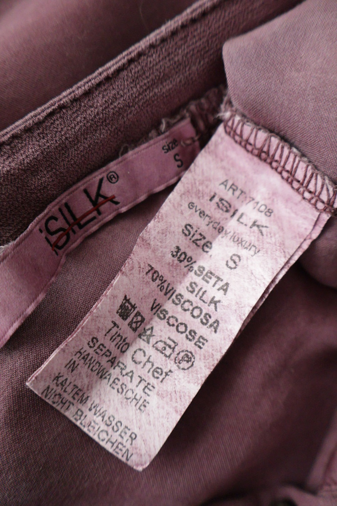 Bluza iSilk mov prăfuit mărime S etichetă mărime și compoziție second-hand premium