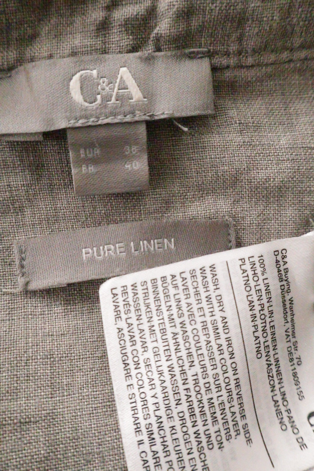 Camasa C&A bej-gri mărime M etichetă mărime și compoziție second-hand premium