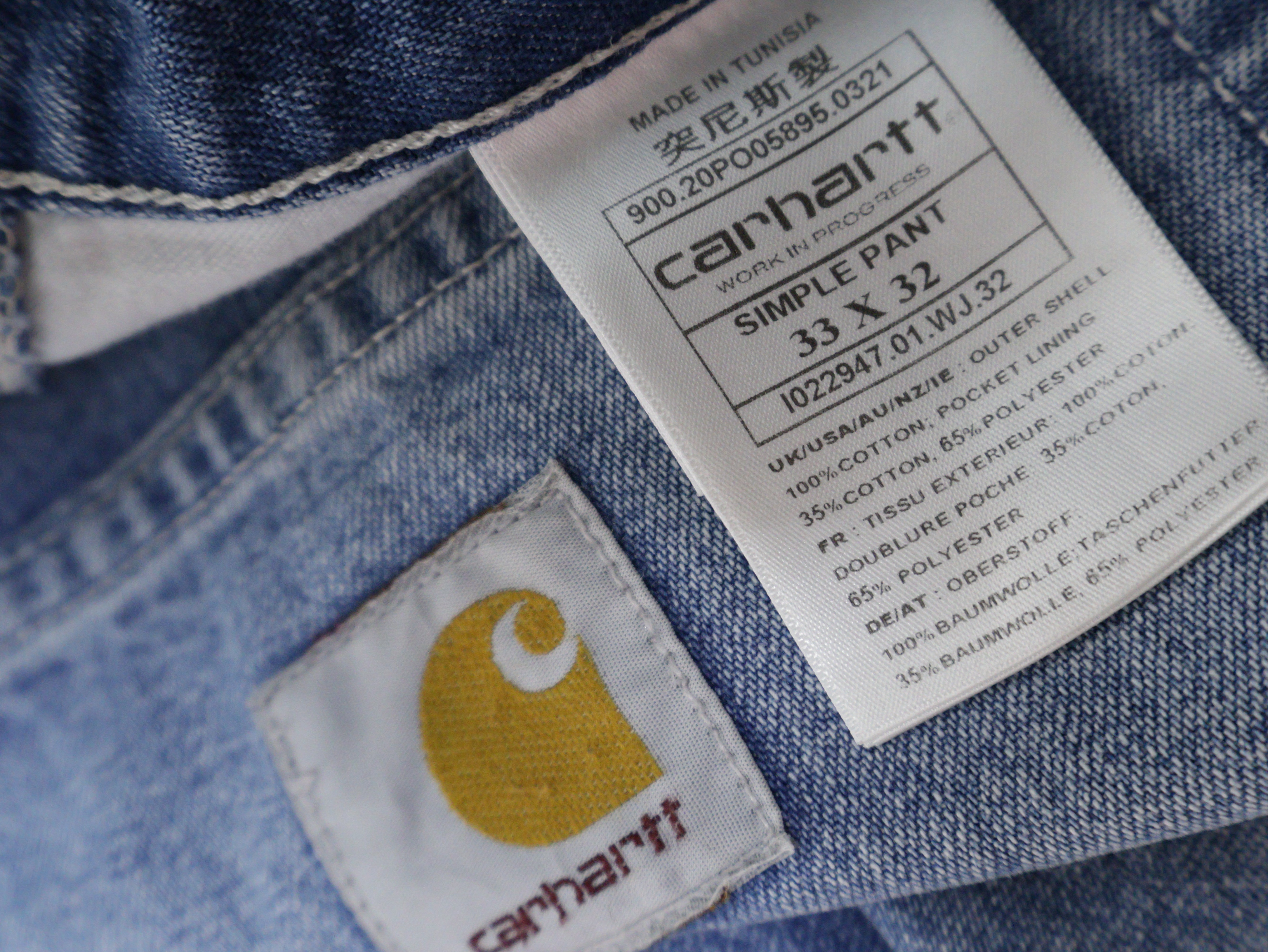 Eticheta marime si compozitie - Blugi Carhartt - W33 - Barbati