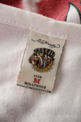 Tricou Ed Hardy alb mărime M etichetă mărime și compoziție second-hand premium