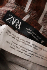 Fusta ZARA maro cu alb mărime S etichetă mărime și compoziție second-hand premium