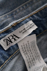 Blugi scurti ZARA albastru deschis mărime W28 etichetă mărime și compoziție second-hand premium