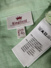 Eticheta marime si compozitie (rotita dreapta) - Cămașă Alte branduri verde pastel din in si bumbac – XL – Femei